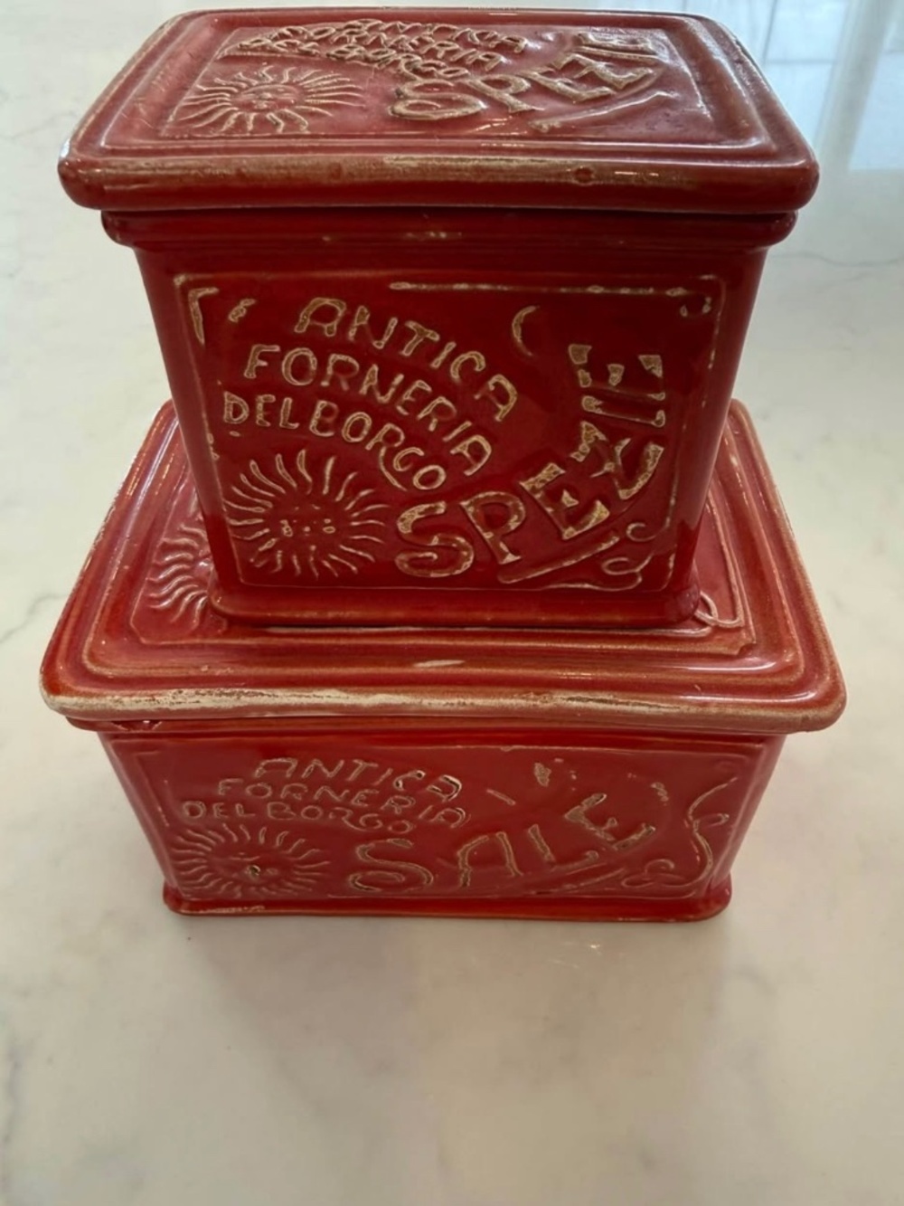 Sur La Table Italian Ceramic Boxes for Salt and Spices